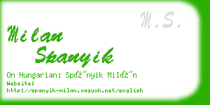 milan spanyik business card